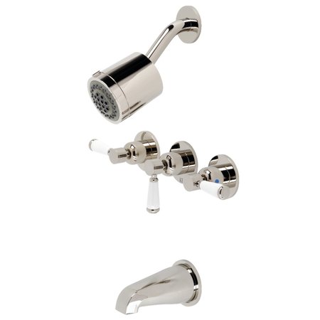 KINGSTON BRASS Tub and Shower Faucet, Polished Nickel, Wall Mount KBX8136DPL
